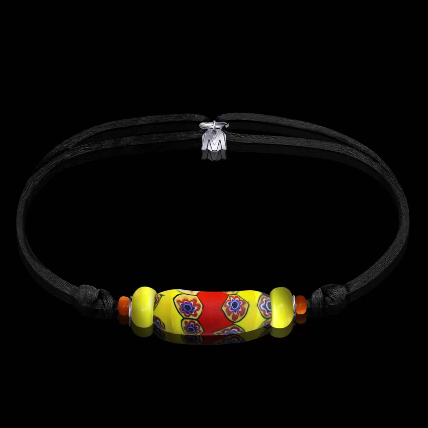Bracelet Banane Verre De Murano Sur Cordon - 1 Ex-Michaël Vessière Hot