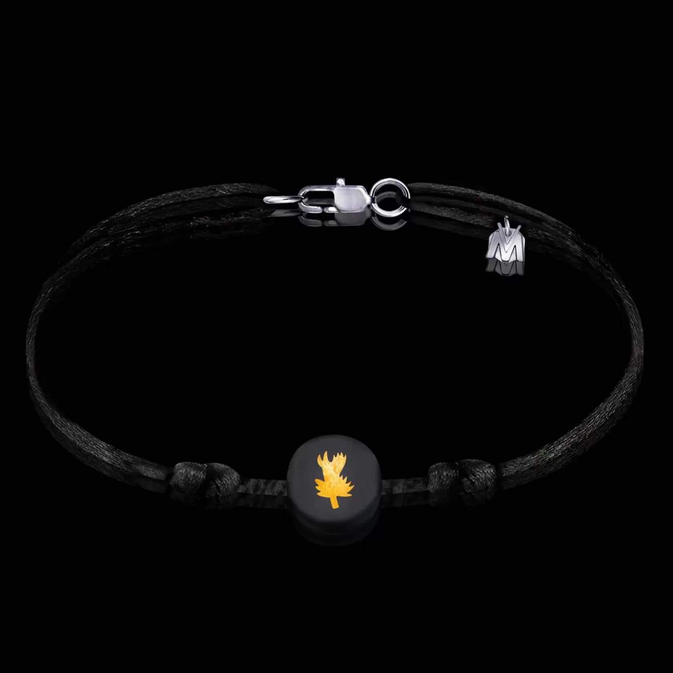 Bracelet Chardon Lorrain Noir Sur Cordon-Michaël Vessière Clearance