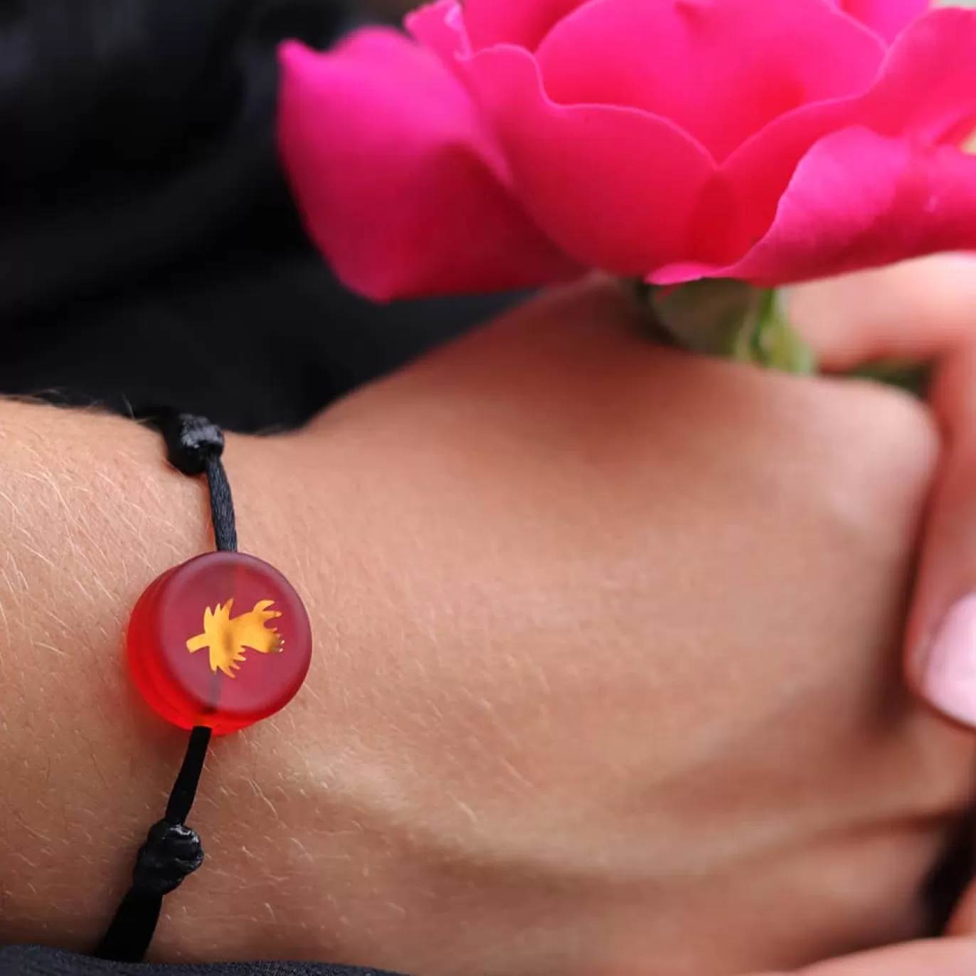 Bracelet Chardon Lorrain Rouge Sur Cordon-Michaël Vessière Best