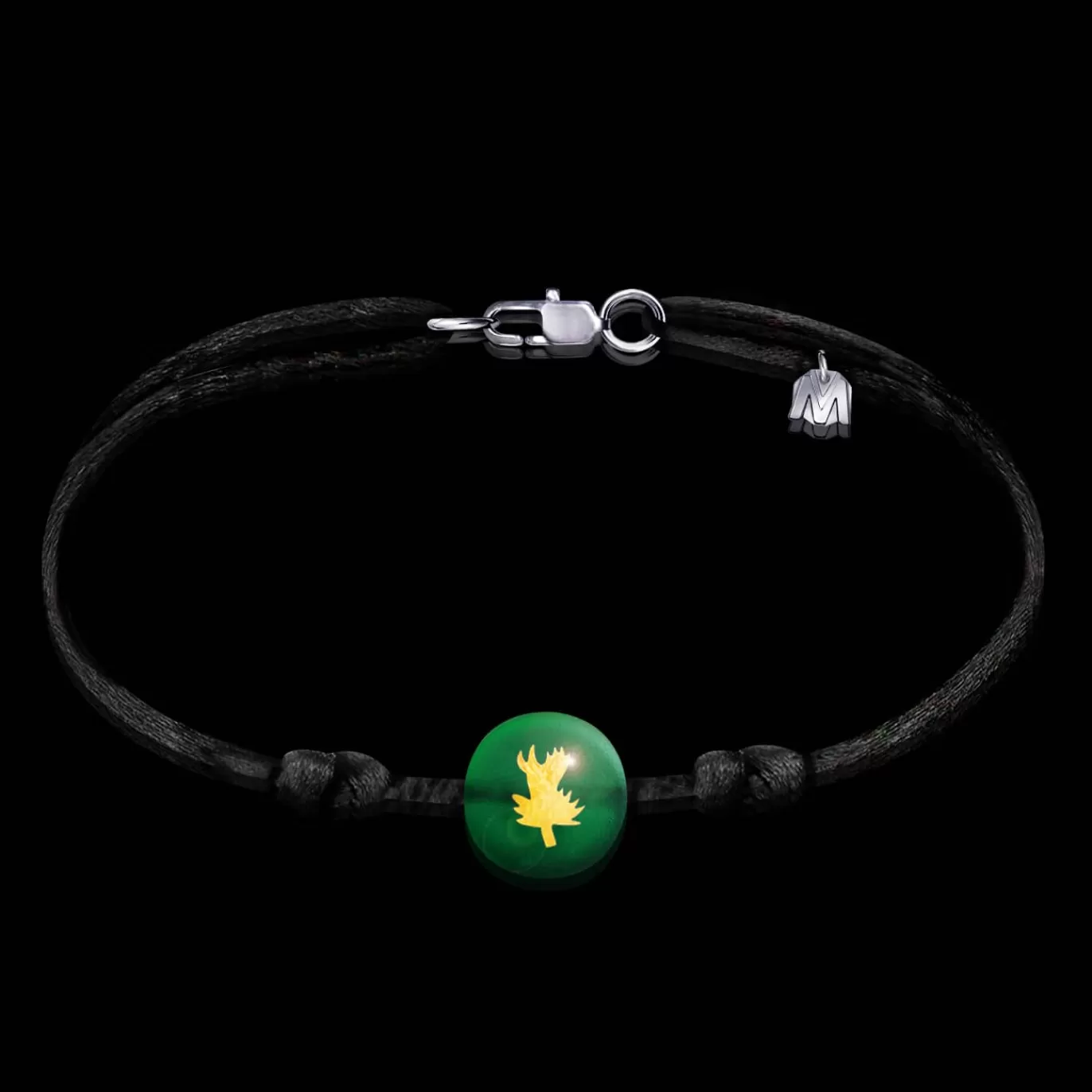Bracelet Chardon Lorrain Vert Emeraude Sur Cordon-Michaël Vessière Hot