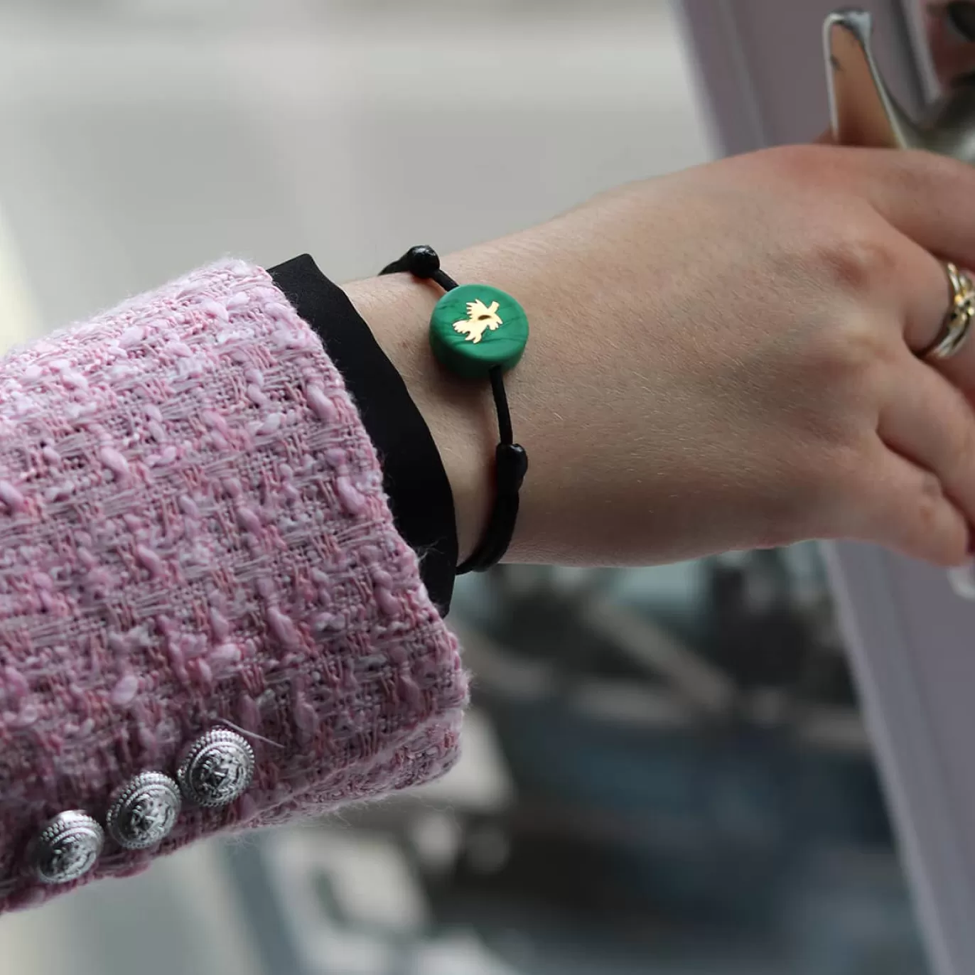 Bracelet Chardon Lorrain Vert Sur Cordon-Michaël Vessière Cheap