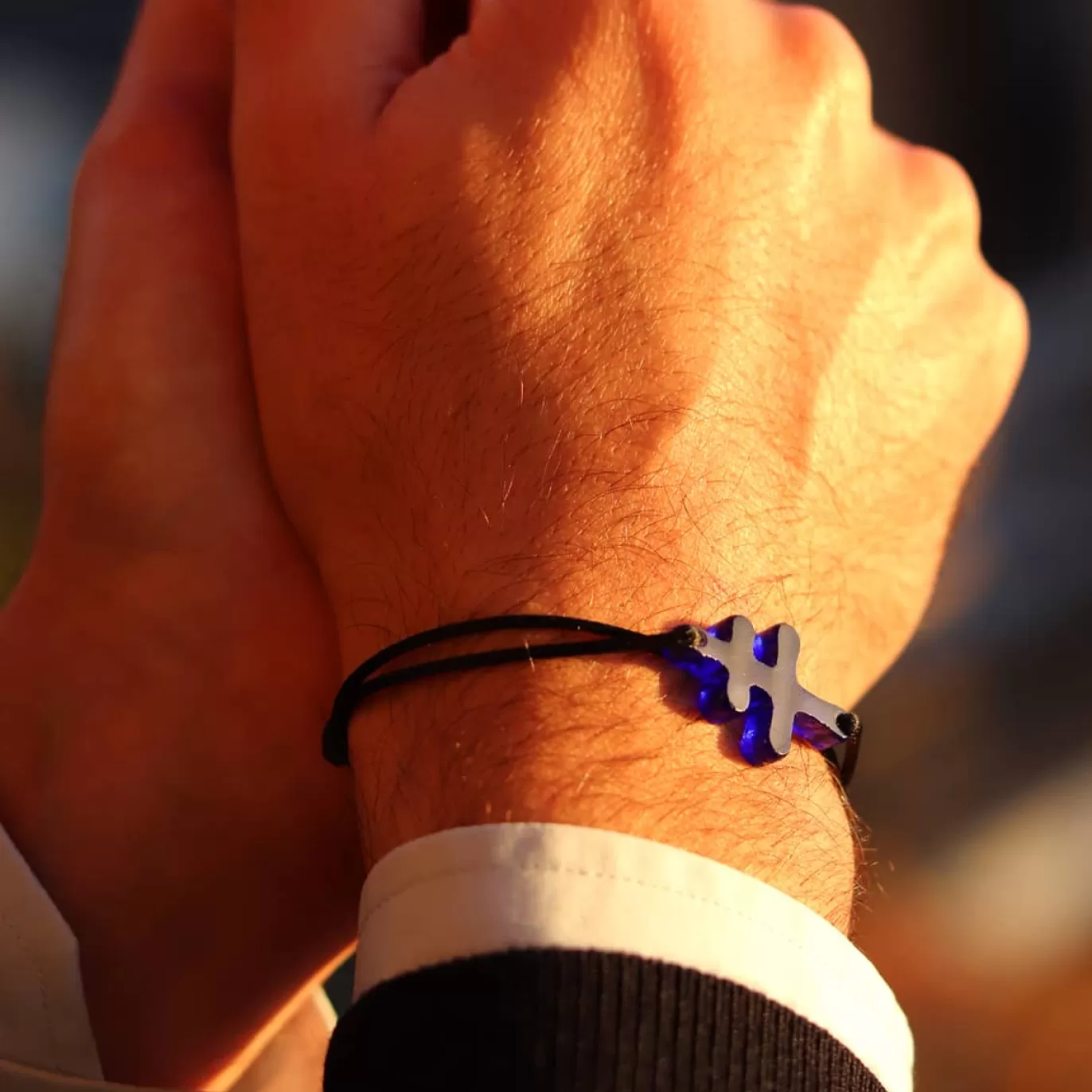 Bracelet Croix De Lorraine Bleu Pate De Verre-Michaël Vessière Fashion