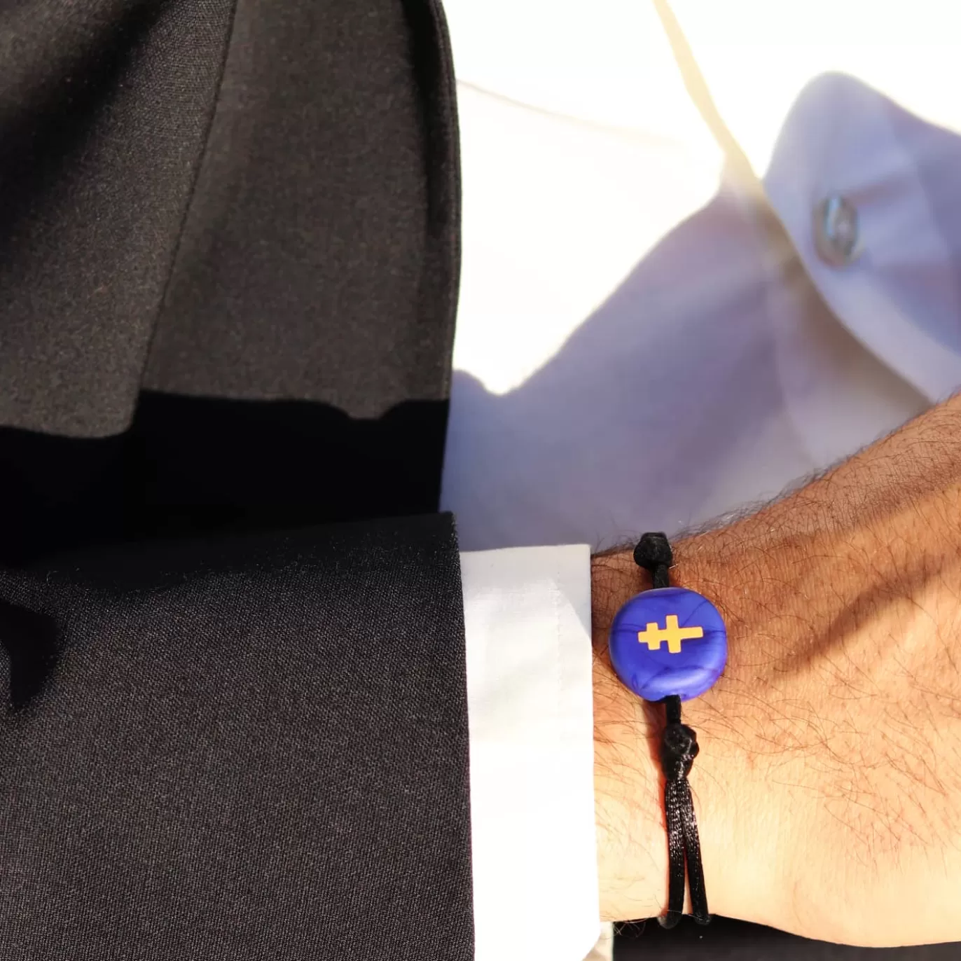 Bracelet Croix De Lorraine Bleu Sur Cordon-Michaël Vessière Hot