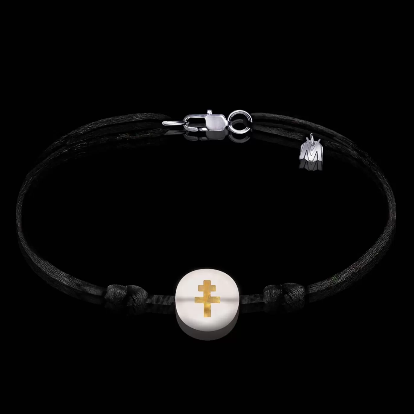 Bracelet Croix De Lorraine Incolore Sur Cordon-Michaël Vessière Cheap