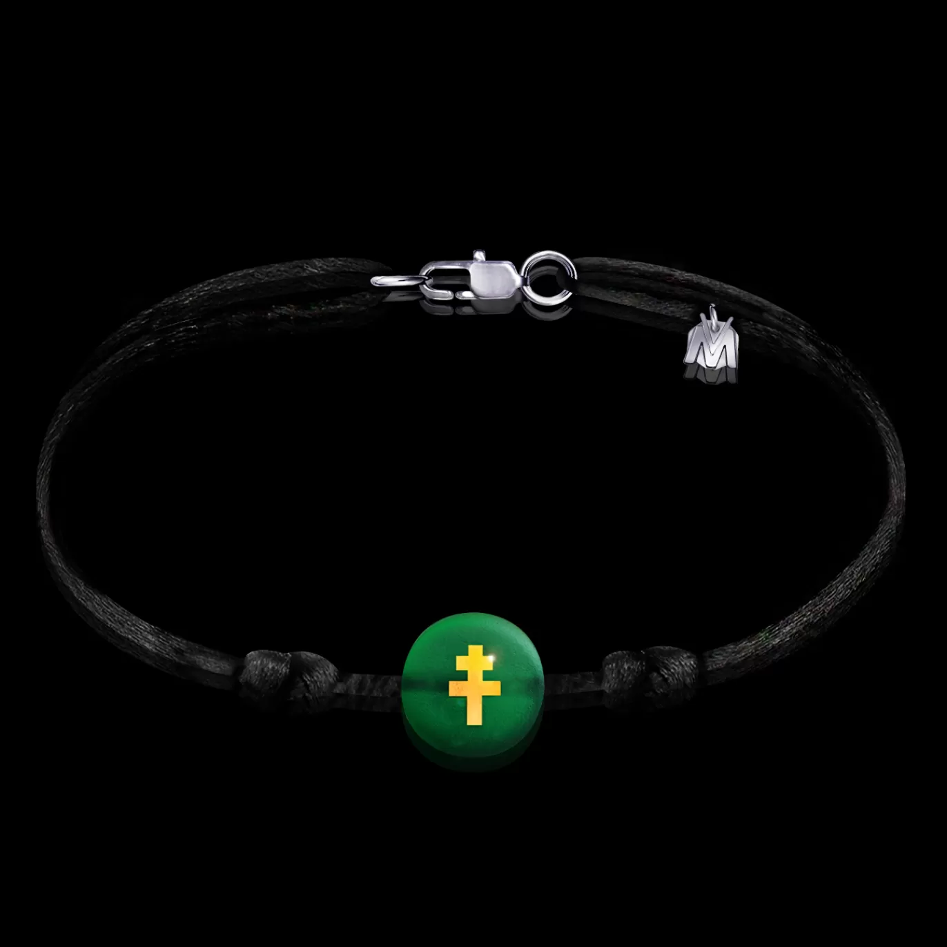 Bracelet Croix De Lorraine Vert Sur Cordon-Michaël Vessière Shop