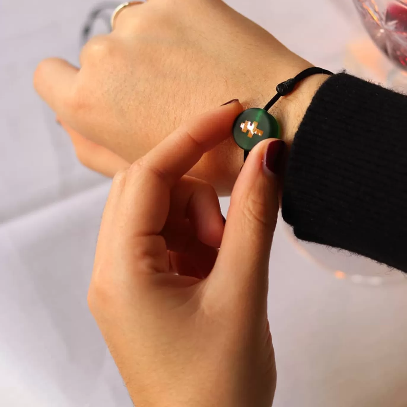 Bracelet Croix De Lorraine Vert Sur Cordon-Michaël Vessière Shop