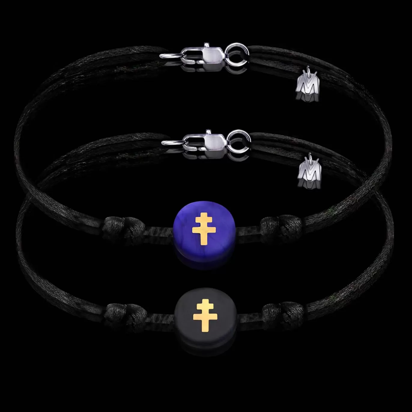 Bracelet De Couple - Croix De Lorraine (Bleu Et Noir)-Michaël Vessière New