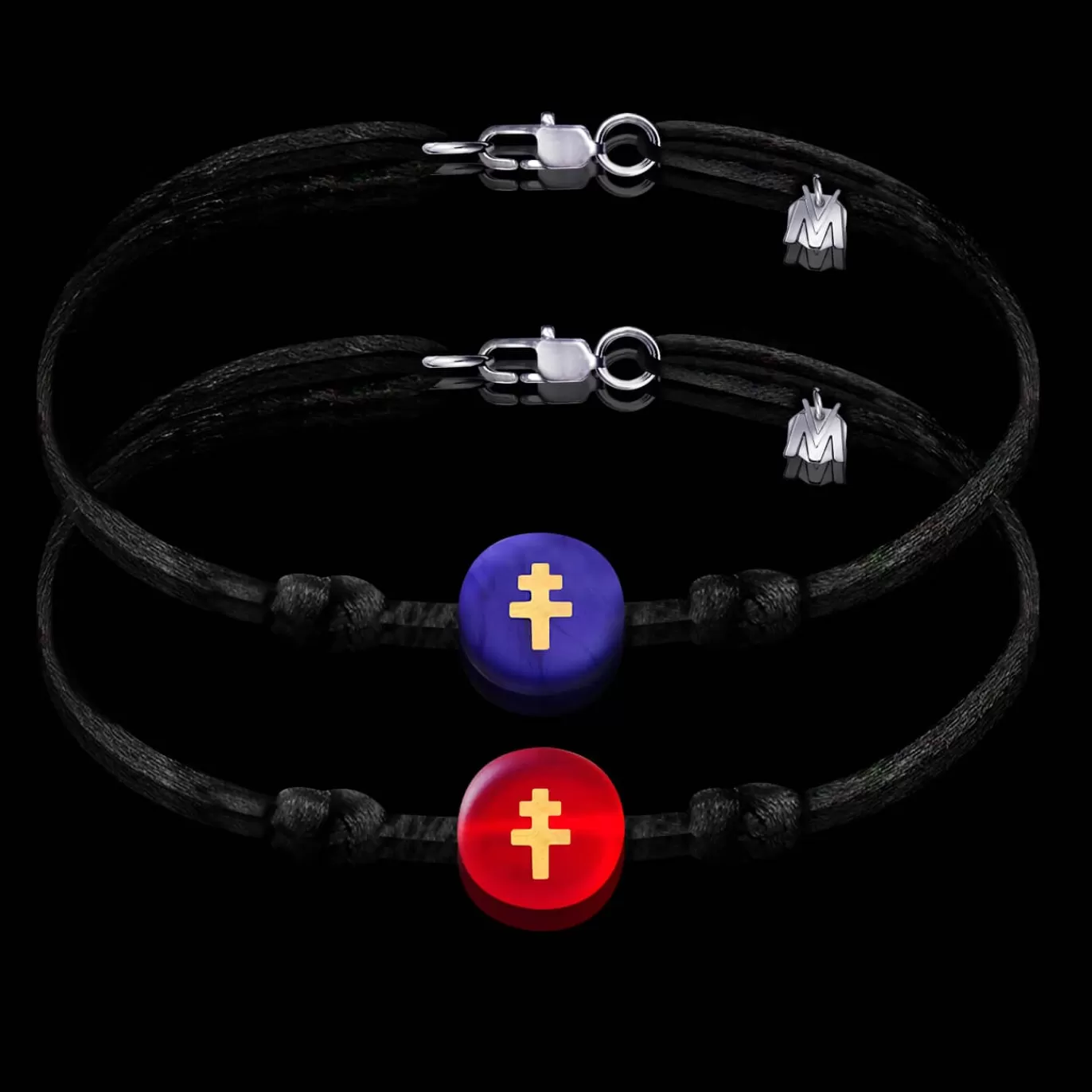 Bracelet De Couple - Croix De Lorraine (Bleu Et Rouge)-Michaël Vessière Clearance