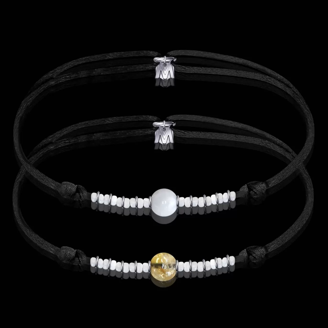 Bracelet Duo Citrine + Aigue-Marine Sur Cordon-Michaël Vessière Discount