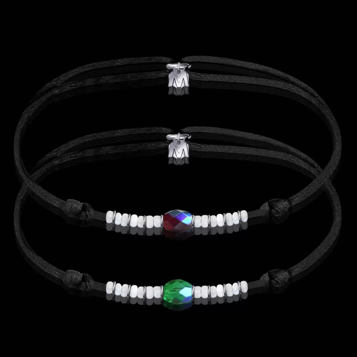 Bracelet Duo D'Amitie Cristal Vert Et Rouge-Michaël Vessière Discount