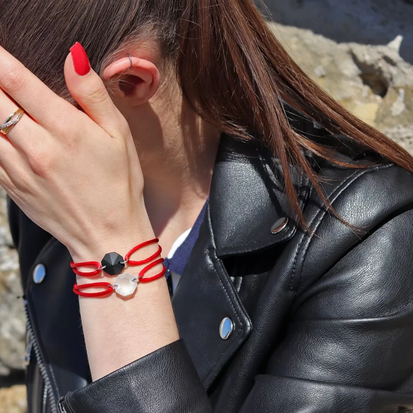 Bracelet Duo Rock En Cristal - Le Clair Et Le Noir-Michaël Vessière Sale