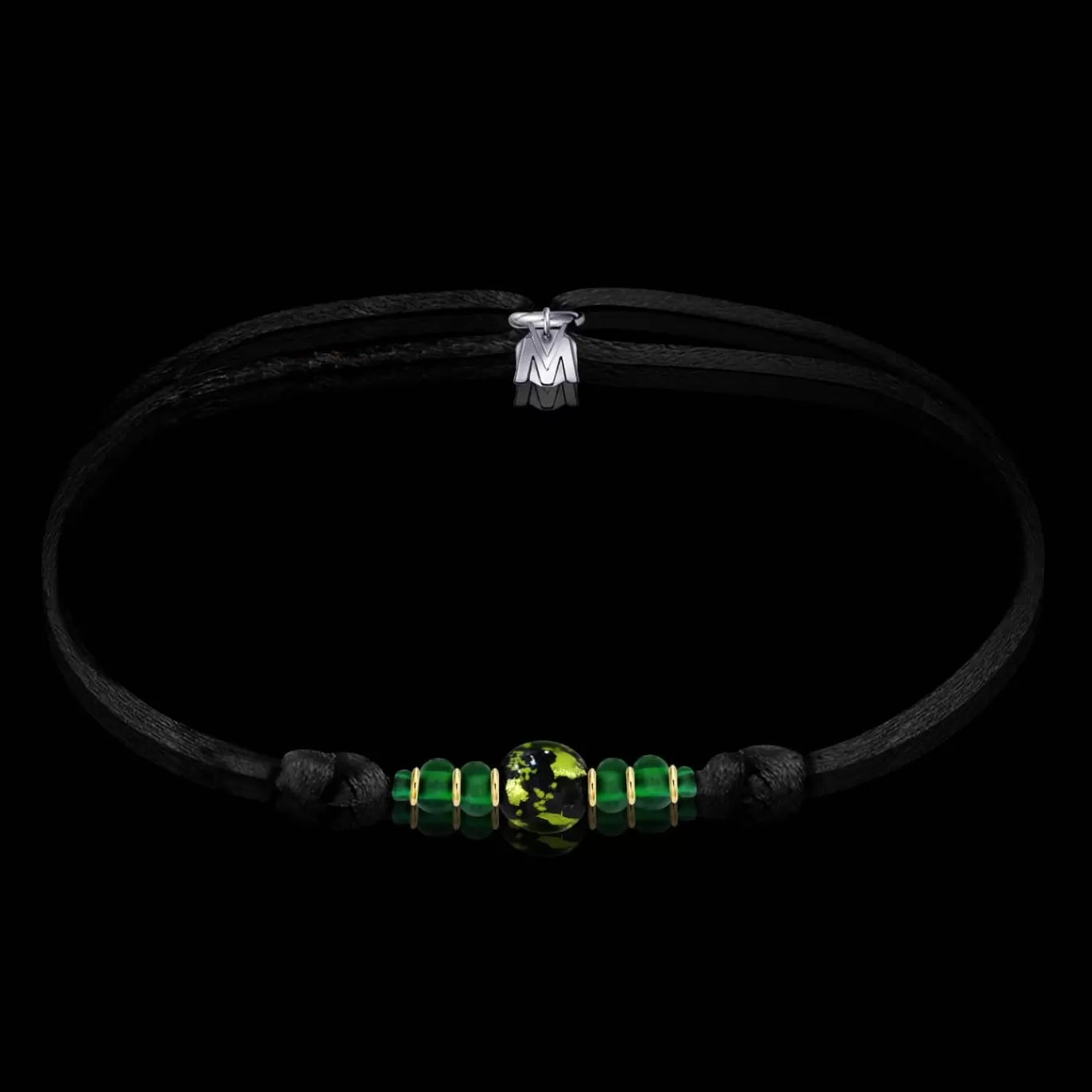 Bracelet Emeraude Verre De Murano Sur Cordon-Michaël Vessière Fashion