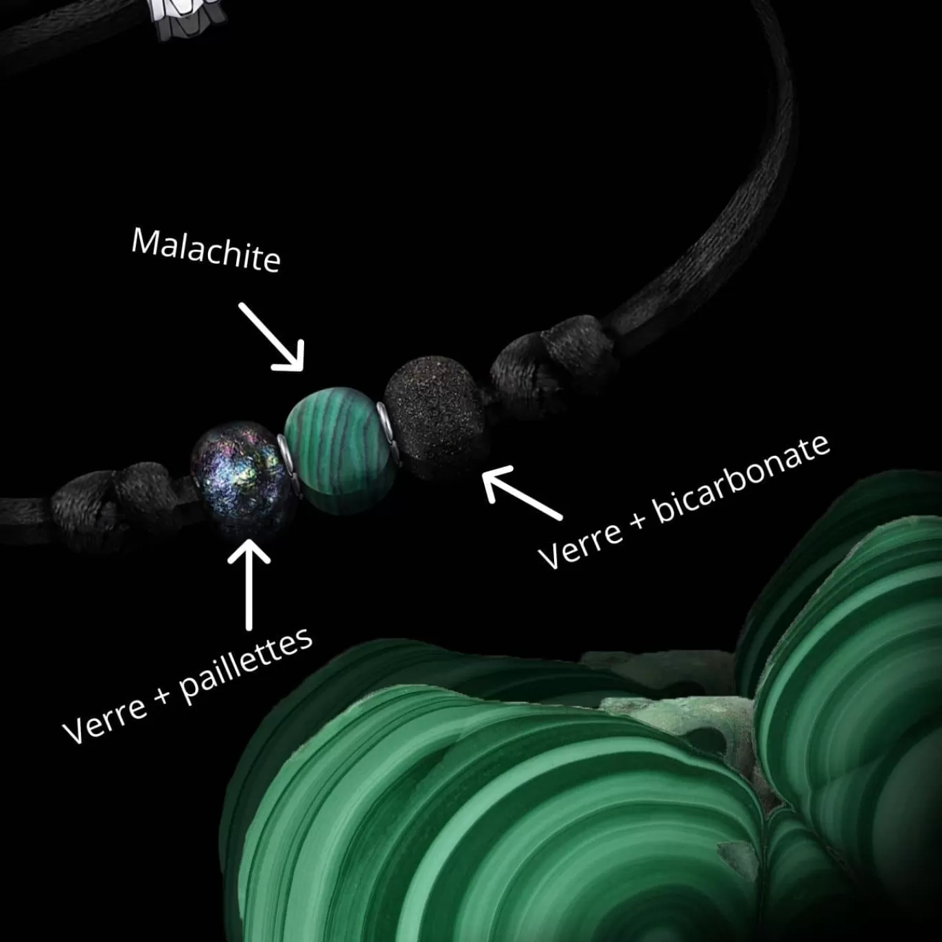 Bracelet Malachite + Verre Made In France-Michaël Vessière Sale