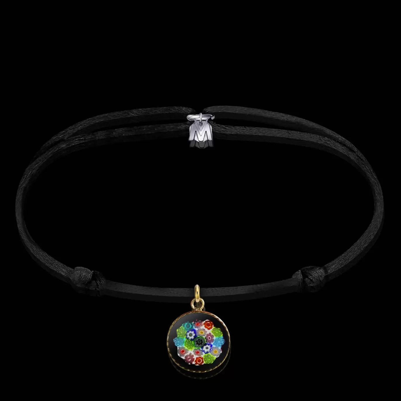 Bracelet Medaillon Mille Fleurs De Murano Sur Cordon-Michaël Vessière Hot
