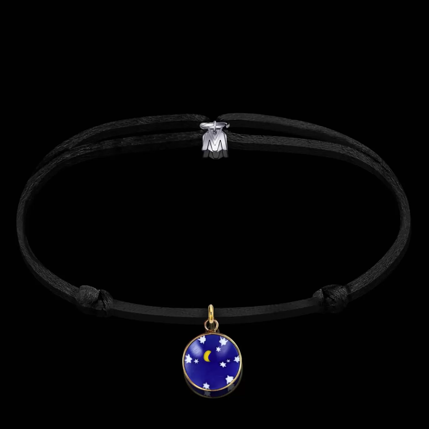 Bracelet Medaillon Nuit Etoilee De Murano Sur Cordon-Michaël Vessière Cheap