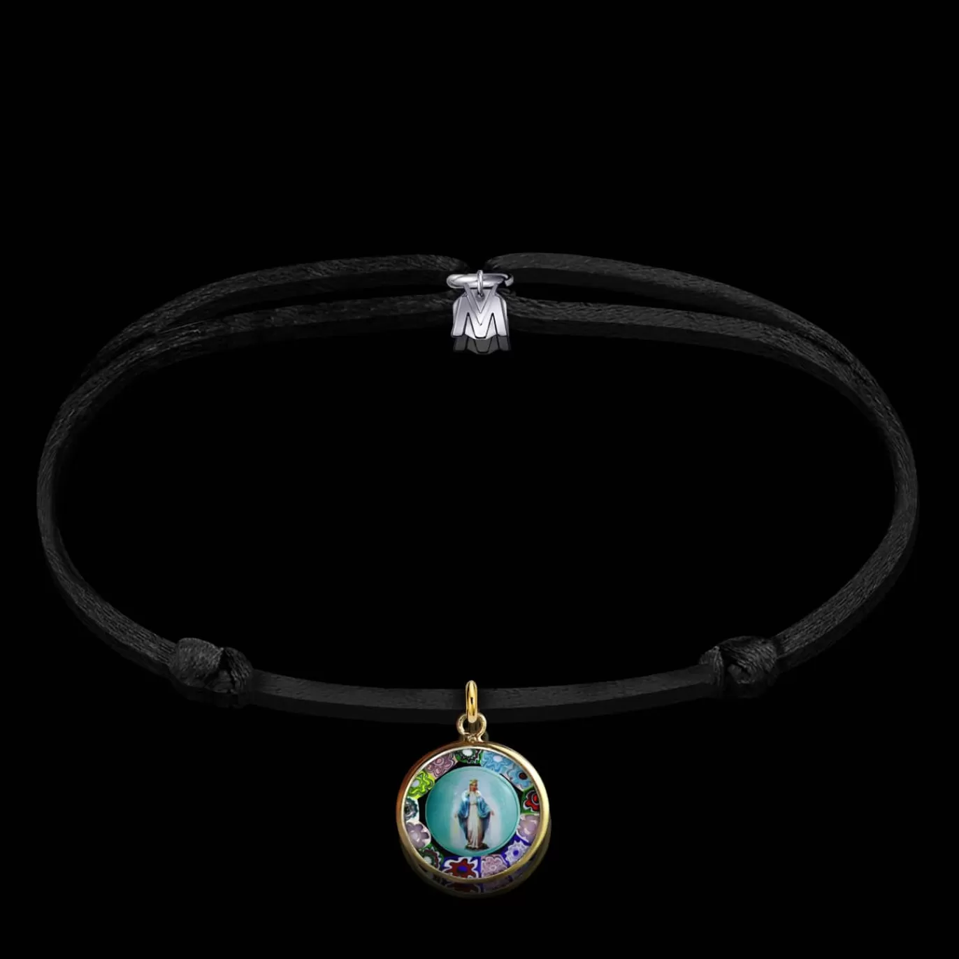 Bracelet Medaillon Vierge Marie De Murano Sur Cordon-Michaël Vessière Cheap