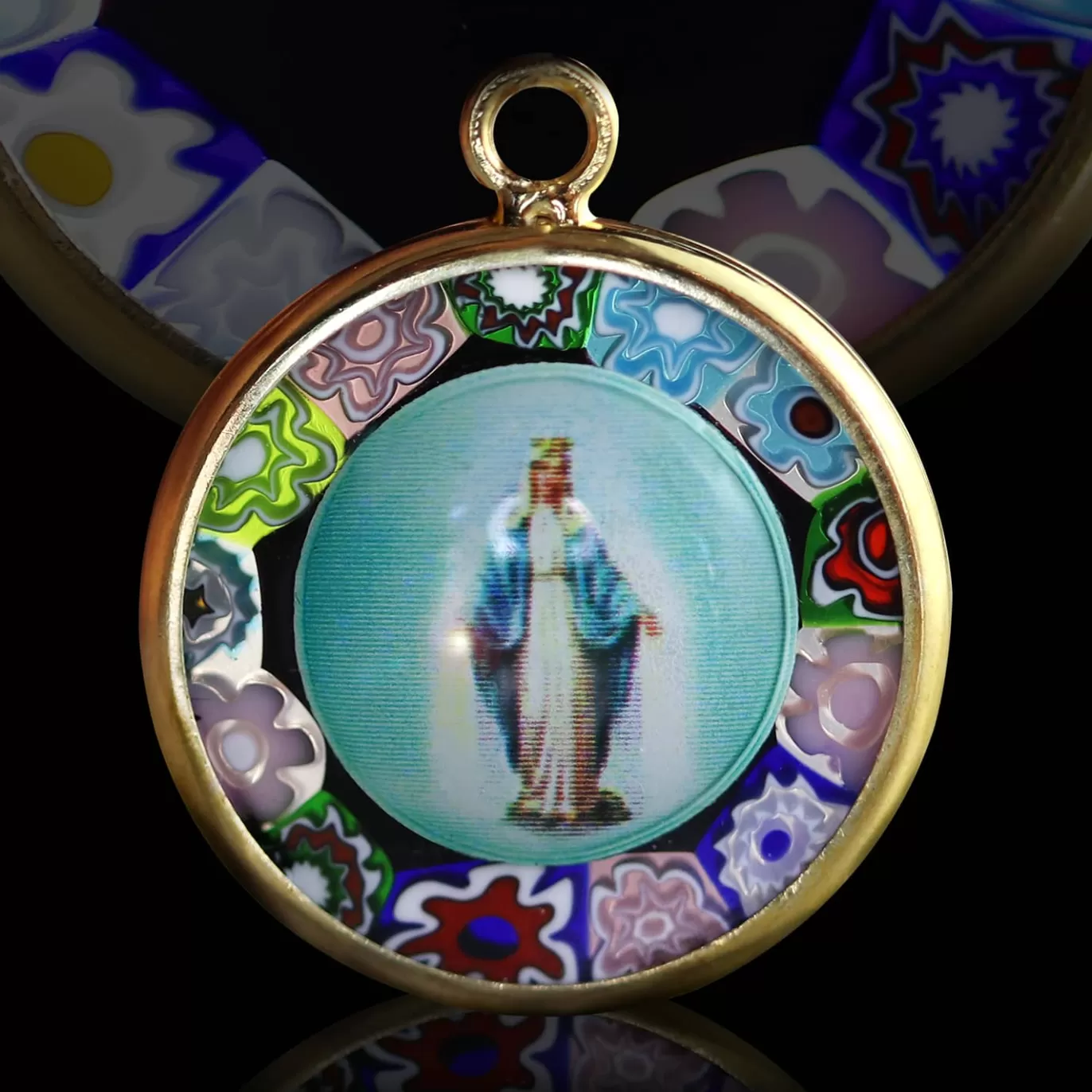 Bracelet Medaillon Vierge Marie De Murano Sur Cordon-Michaël Vessière Cheap