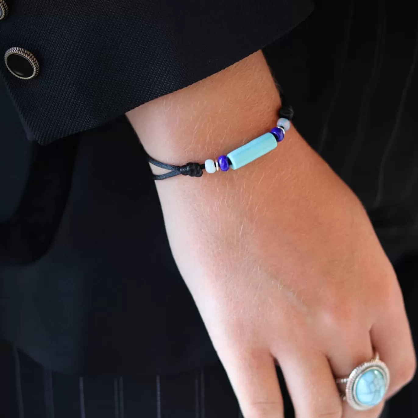 Bracelet Mykonos Verre De Murano Sur Cordon - 50 Ex-Michaël Vessière Flash Sale