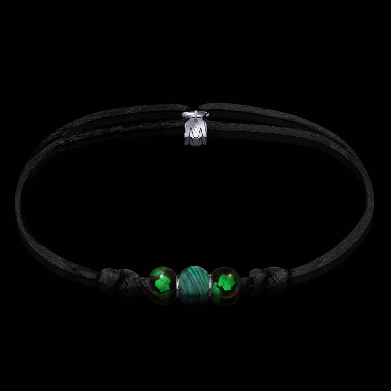 Bracelet Pierre Naturelle Malachite Et Feuilles D'Argent-Michaël Vessière Hot