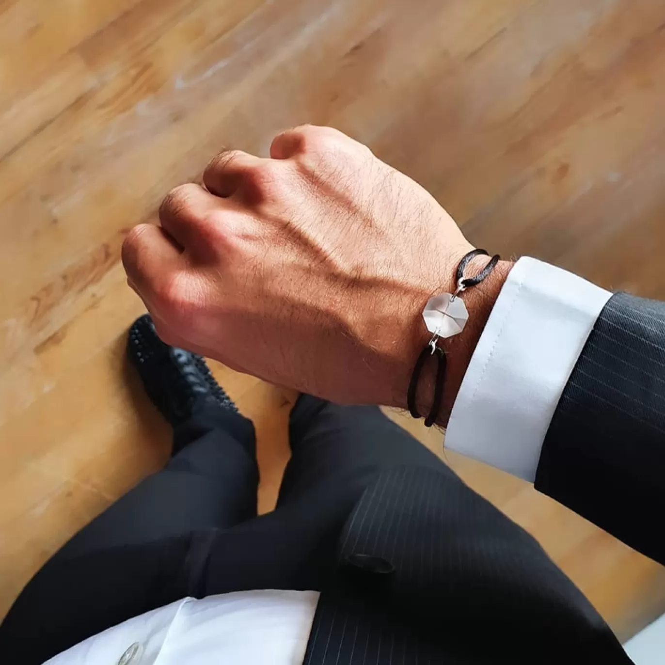 Bracelet Porte-Bonheur Pierre Clair Cordon Noir-Michaël Vessière Hot