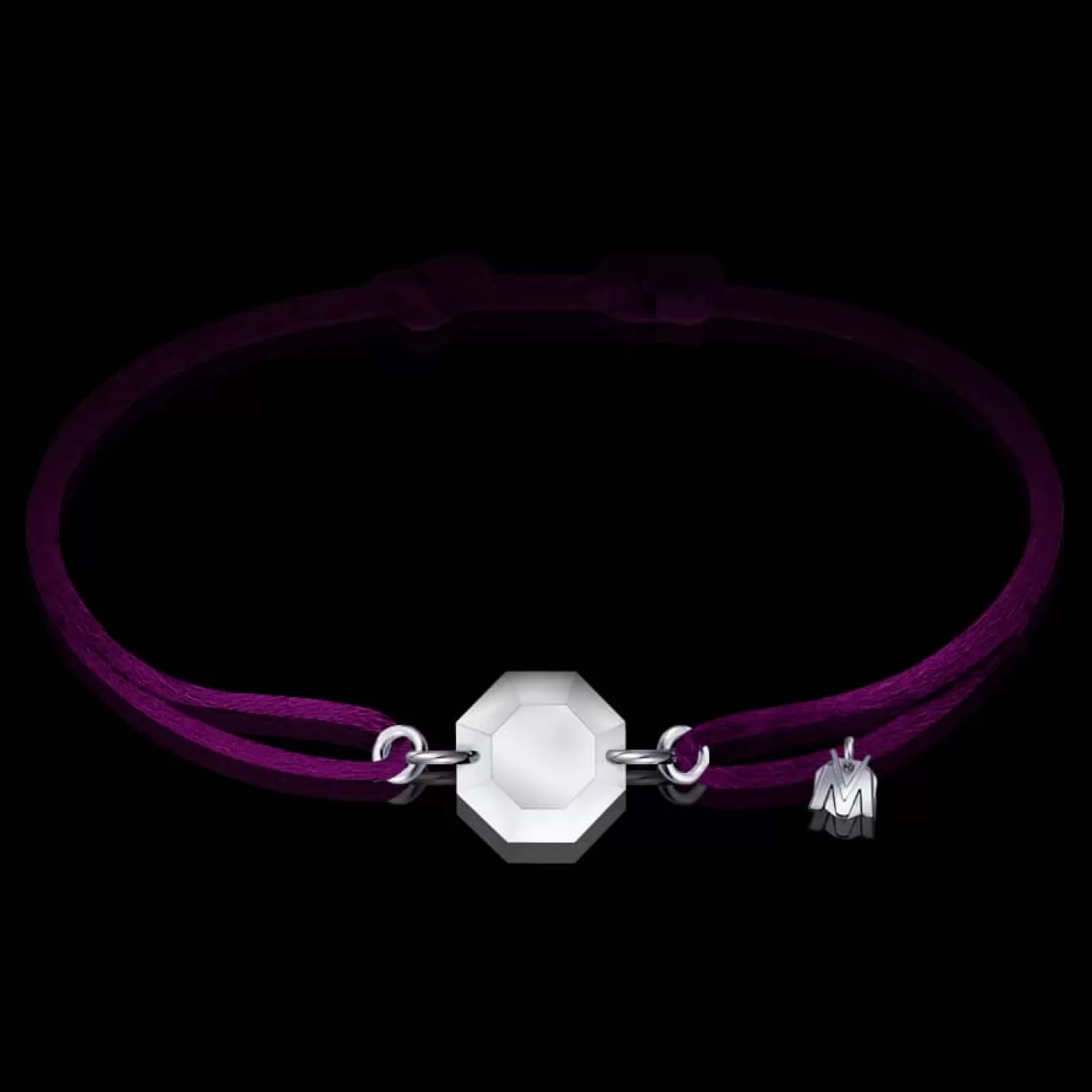 Bracelet Rock Porte-Bonheur Pierre Claire Sur Cordon Violet-Michaël Vessière Fashion