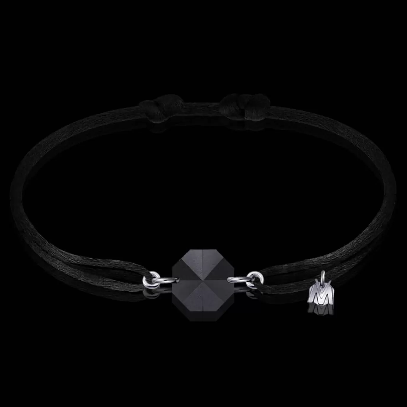 Bracelet Rock Porte-Bonheur Pierre Noire Sur Cordon Noir-Michaël Vessière Flash Sale