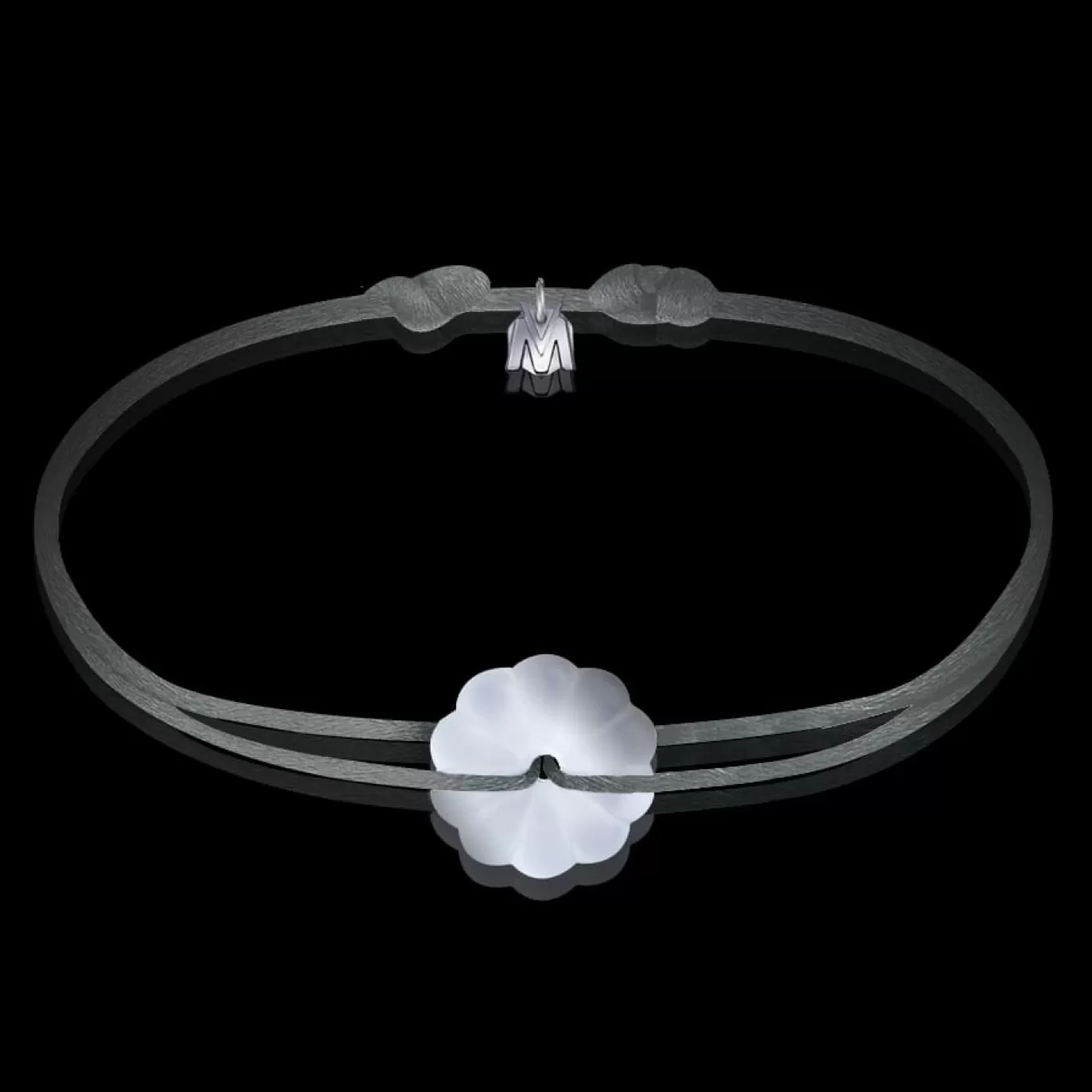 Bracelet Rosace Cristal Clair Sable - Cordon Gris-Michaël Vessière Cheap