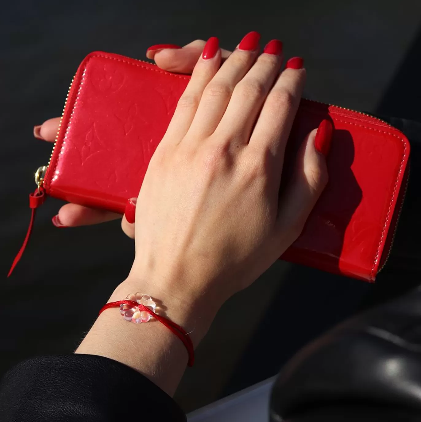 Bracelet Rosace Cristal Clair Sable - Cordon Rouge-Michaël Vessière Best Sale
