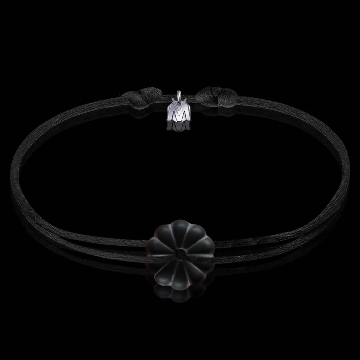 Bracelet Rosace Cristal Noir Sablee Sur Cordon-Michaël Vessière Store